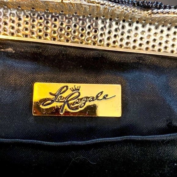 Vintage La Royale Heavily Beaded Black Cocktail Bag-Clutch with Removable Chain - Picture 5 of 6